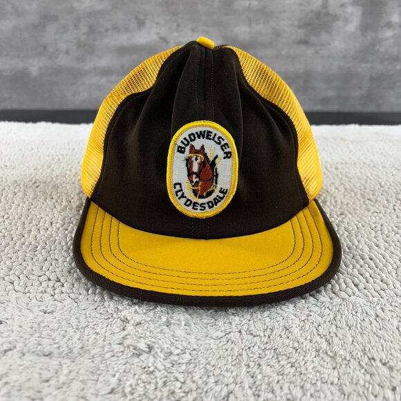 VINTAGE BUDWEISER CLYDSDALE MESH SNAPBACK TRUCKER HAT OSFA PATCH CAP TWO TONE - Picture 1 of 6